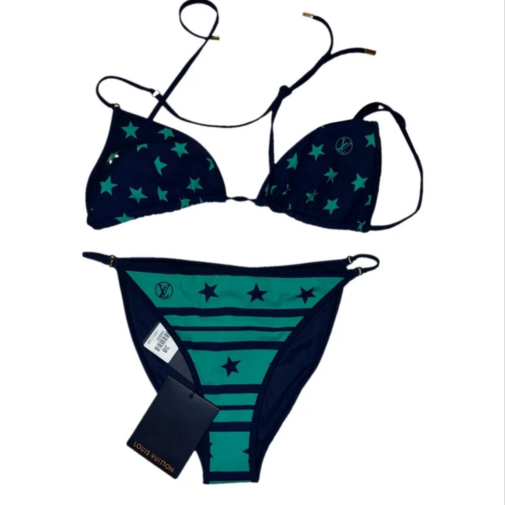Louis Vuitton Women's Star Print Bikini - Black and Green